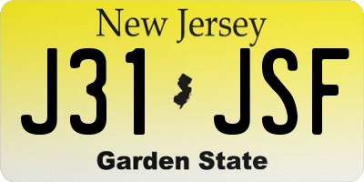 NJ license plate J31JSF