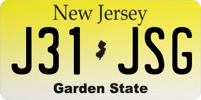 NJ license plate J31JSG