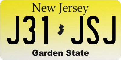 NJ license plate J31JSJ