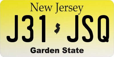 NJ license plate J31JSQ