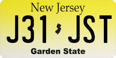NJ license plate J31JST