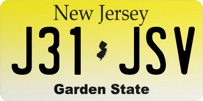 NJ license plate J31JSV