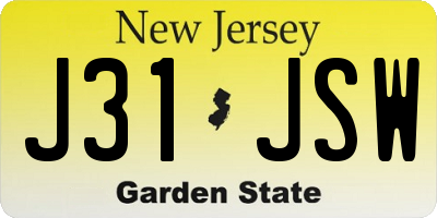 NJ license plate J31JSW
