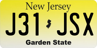 NJ license plate J31JSX
