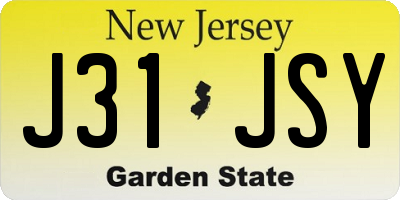 NJ license plate J31JSY