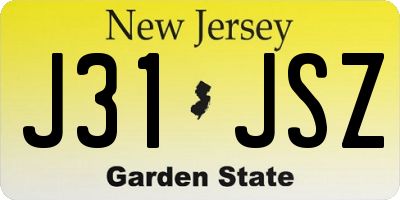 NJ license plate J31JSZ