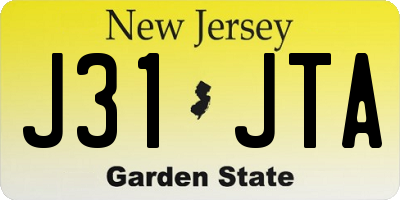 NJ license plate J31JTA