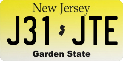 NJ license plate J31JTE