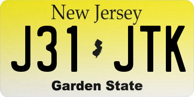 NJ license plate J31JTK