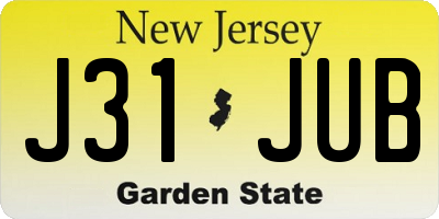 NJ license plate J31JUB