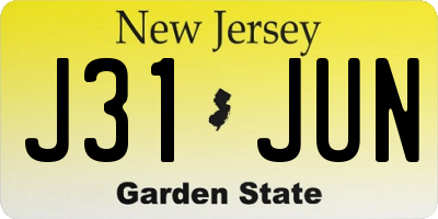 NJ license plate J31JUN