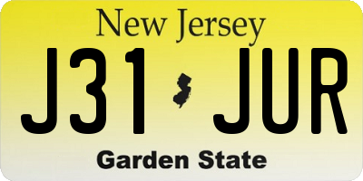 NJ license plate J31JUR