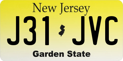 NJ license plate J31JVC