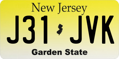 NJ license plate J31JVK