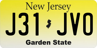 NJ license plate J31JVO