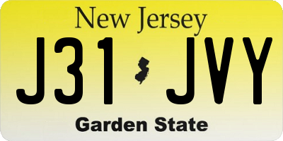 NJ license plate J31JVY