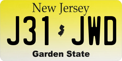 NJ license plate J31JWD
