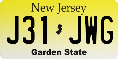 NJ license plate J31JWG