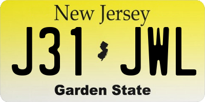 NJ license plate J31JWL