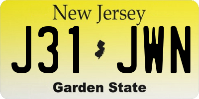 NJ license plate J31JWN