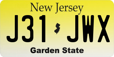 NJ license plate J31JWX