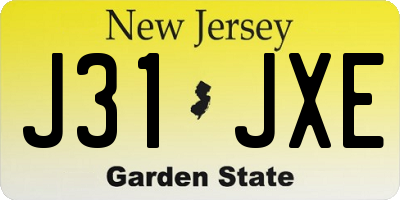 NJ license plate J31JXE