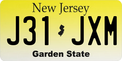 NJ license plate J31JXM