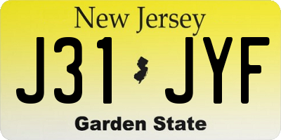 NJ license plate J31JYF
