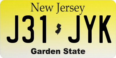 NJ license plate J31JYK