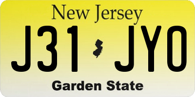 NJ license plate J31JYO