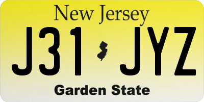 NJ license plate J31JYZ
