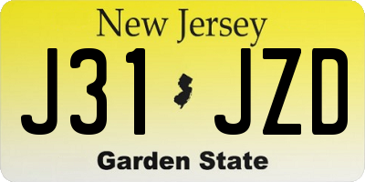 NJ license plate J31JZD