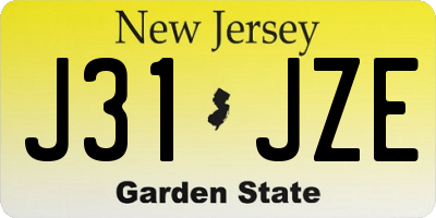 NJ license plate J31JZE
