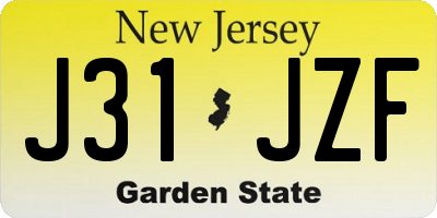 NJ license plate J31JZF