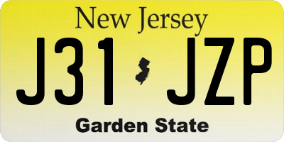 NJ license plate J31JZP