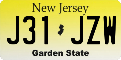 NJ license plate J31JZW