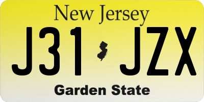 NJ license plate J31JZX