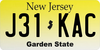 NJ license plate J31KAC