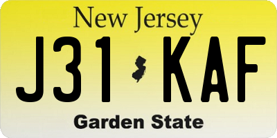 NJ license plate J31KAF