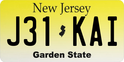 NJ license plate J31KAI