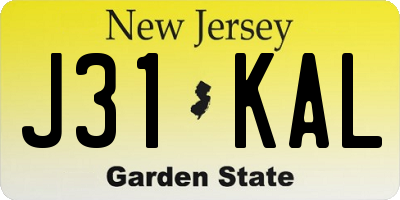 NJ license plate J31KAL