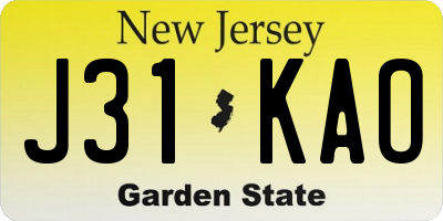NJ license plate J31KAO