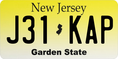 NJ license plate J31KAP