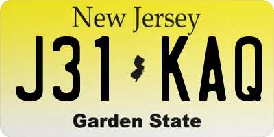 NJ license plate J31KAQ