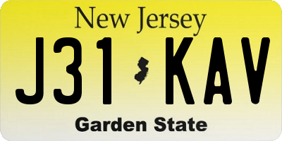 NJ license plate J31KAV