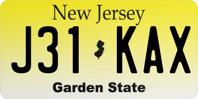 NJ license plate J31KAX