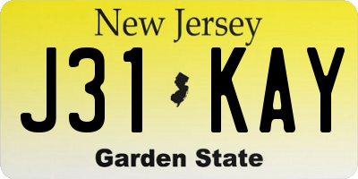 NJ license plate J31KAY