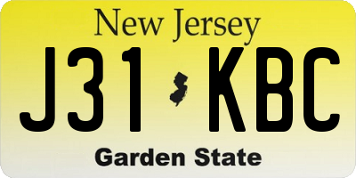 NJ license plate J31KBC