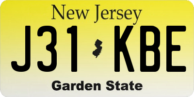 NJ license plate J31KBE
