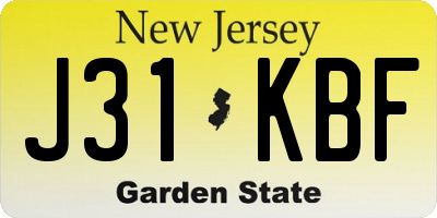 NJ license plate J31KBF